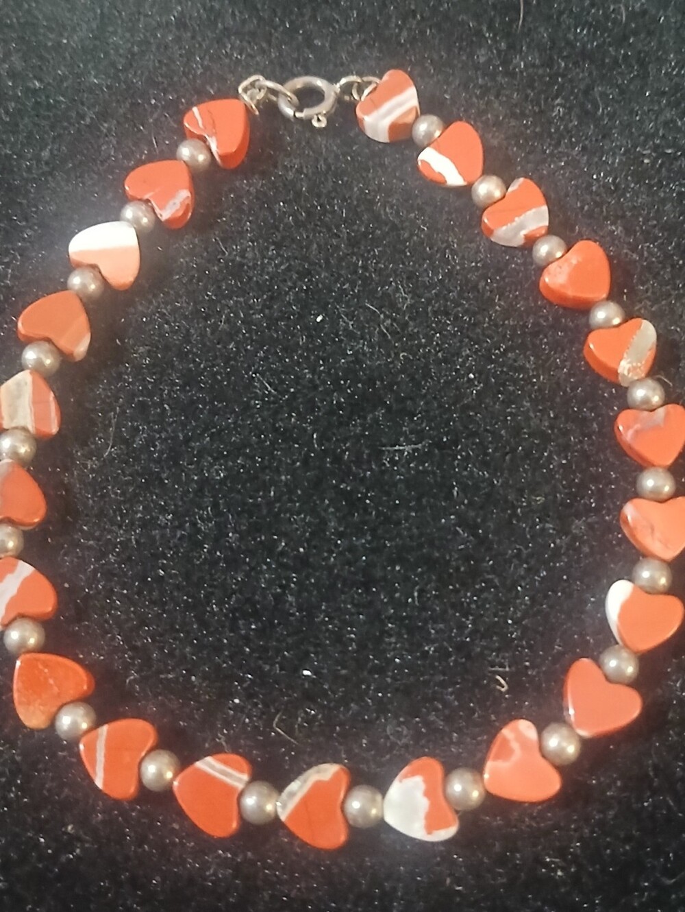 Red Jasper Heart Bead Bracelet